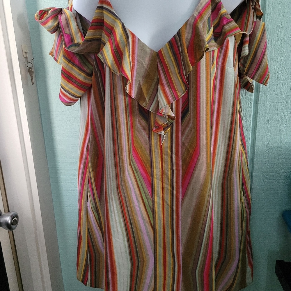 Rachel Roy | Striped Shift Dress Open Shoulders Size XL